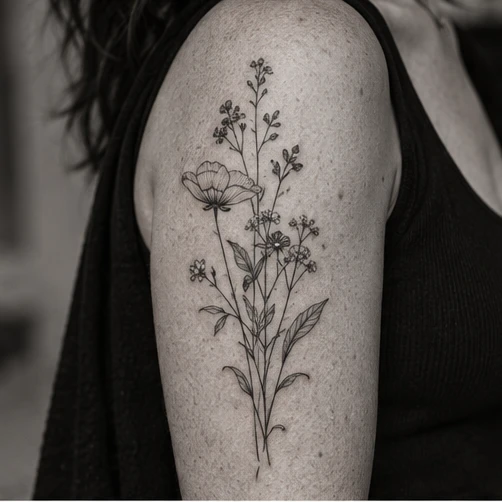 Wild at heart: Fine line, Ramię · motyw botaniczny