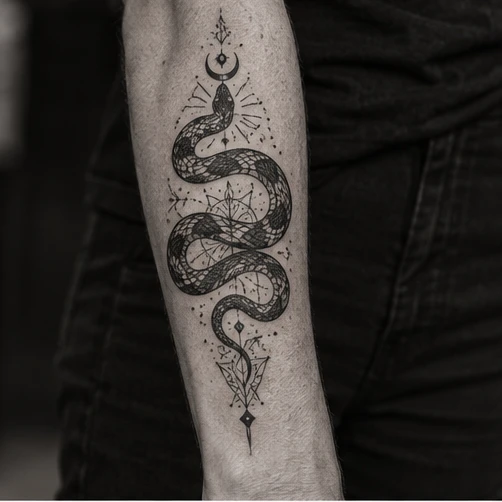 Serpent study: Blackwork, Przedramię · autorski projekt